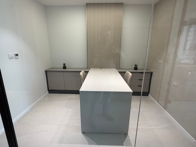 Desk and back cabinets