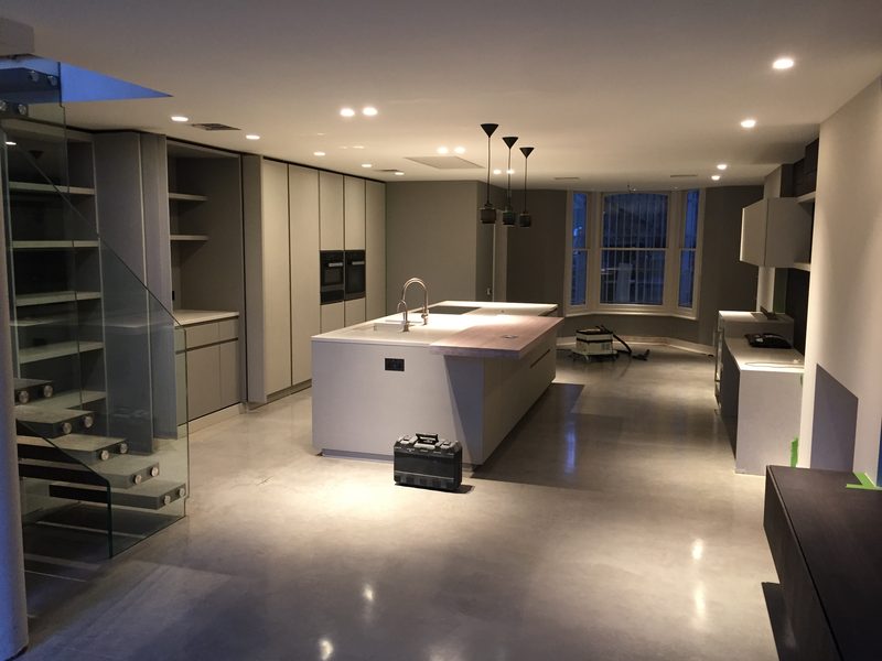 Kitchen island and tall cabinets
