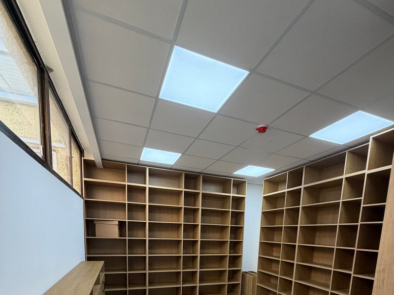 Room lined with shelving