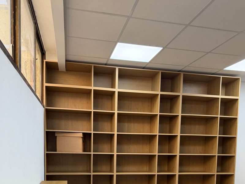 Shelving wall, front view