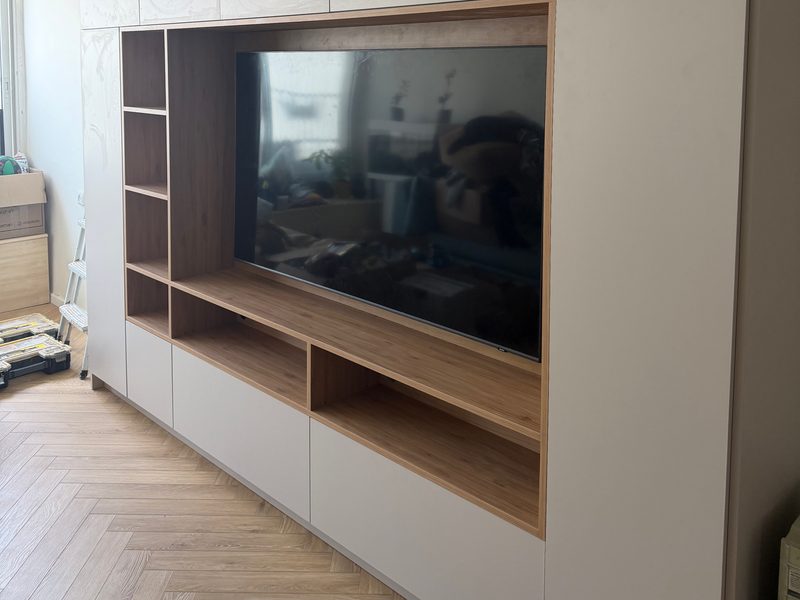 TV wall unit with tall cabinets